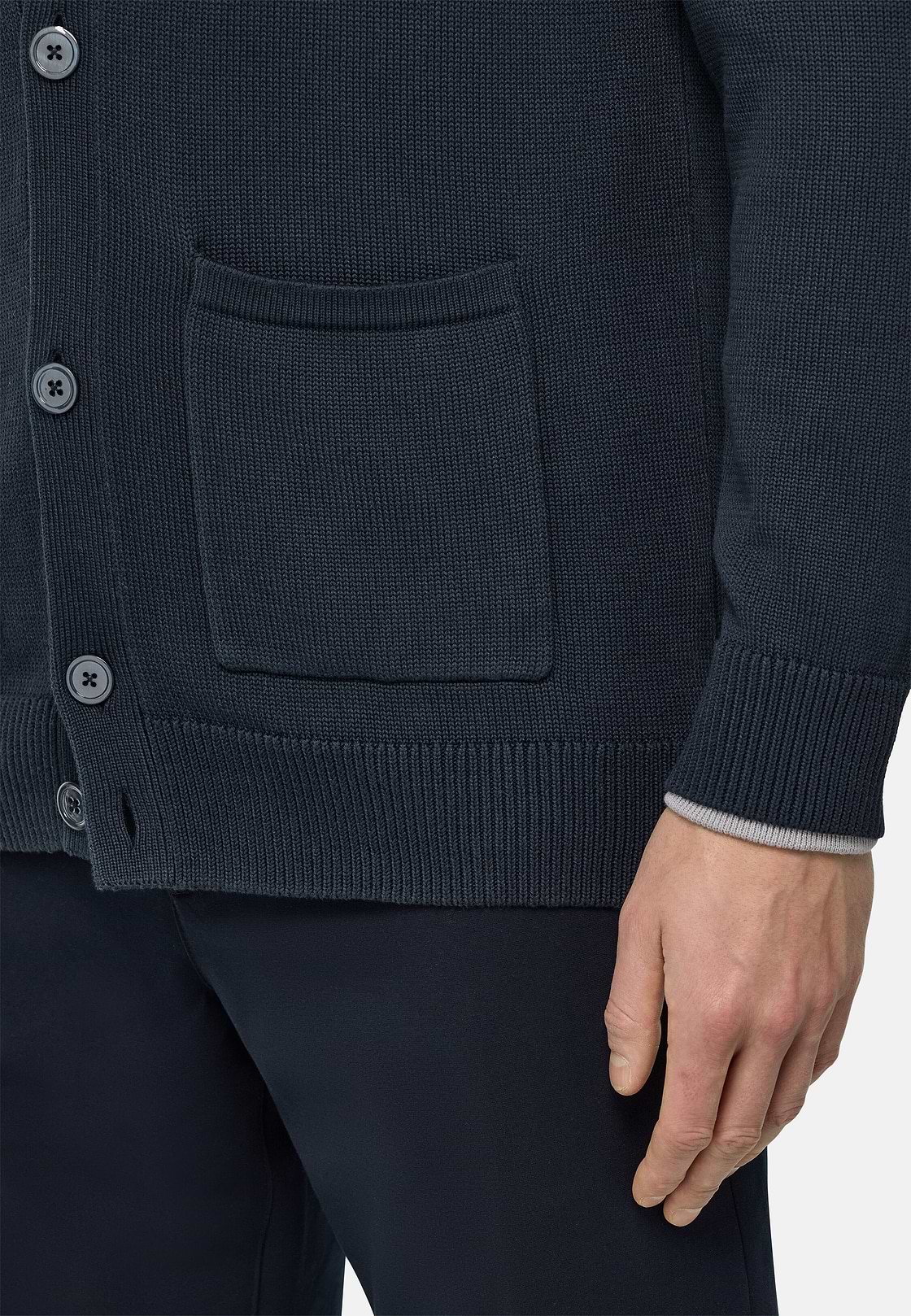 100% Organic Cotton Knitted Cardigan, Navy blue, hi-res