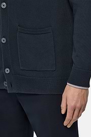 100% Organic Cotton Knitted Cardigan, Navy blue, hi-res