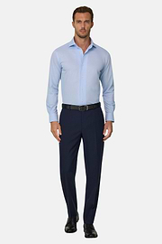 Trousers in Pure Wool Travel, Blue, thumb, 2