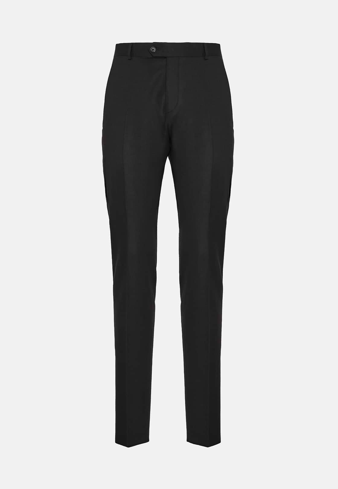 slim Fit Charcoal Grey Super 130 Wool Pants, Charcoal, hi-res