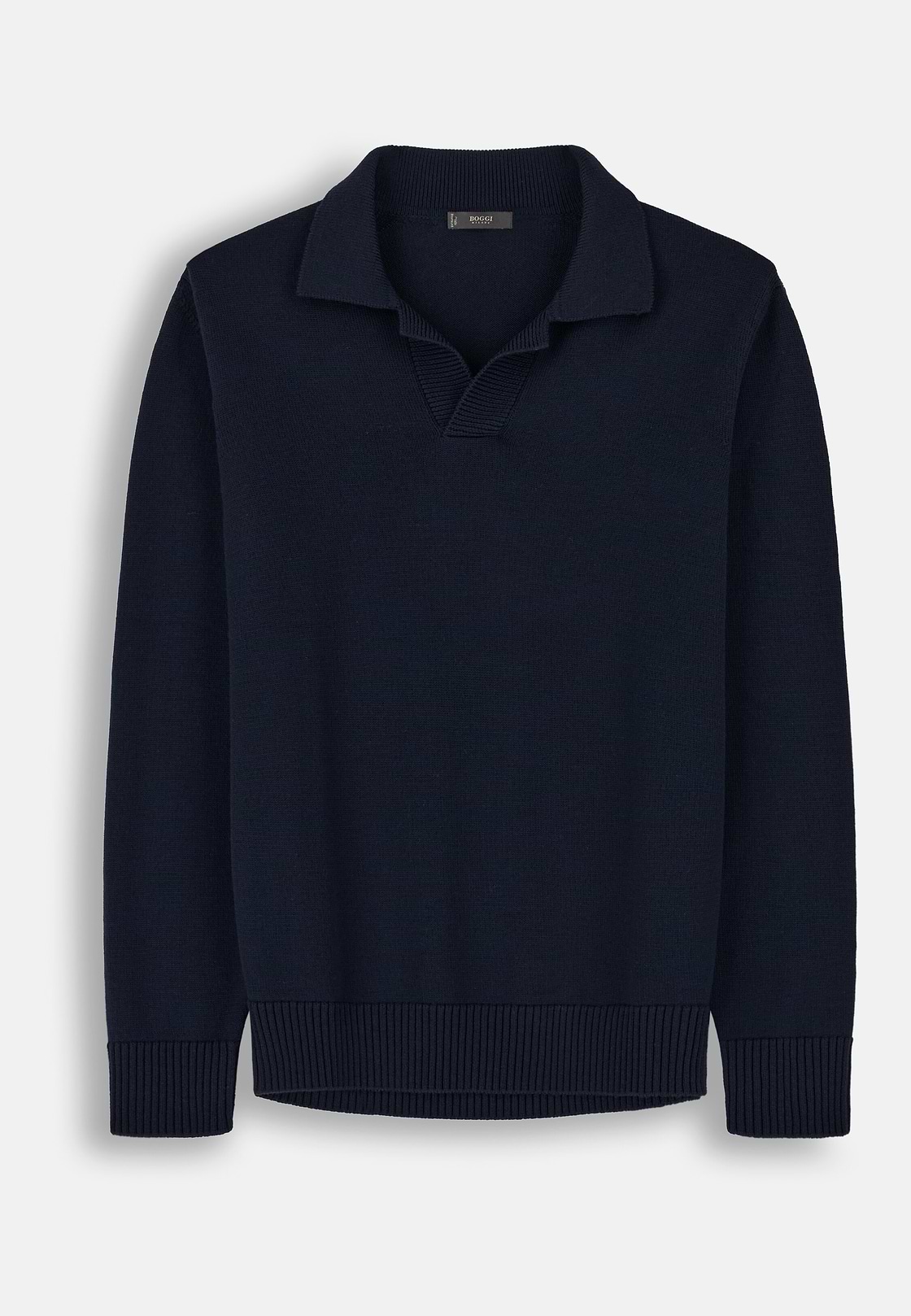 Gestricktes Polo aus extrafeiner Merinowolle, Navy blau, hi-res, 5