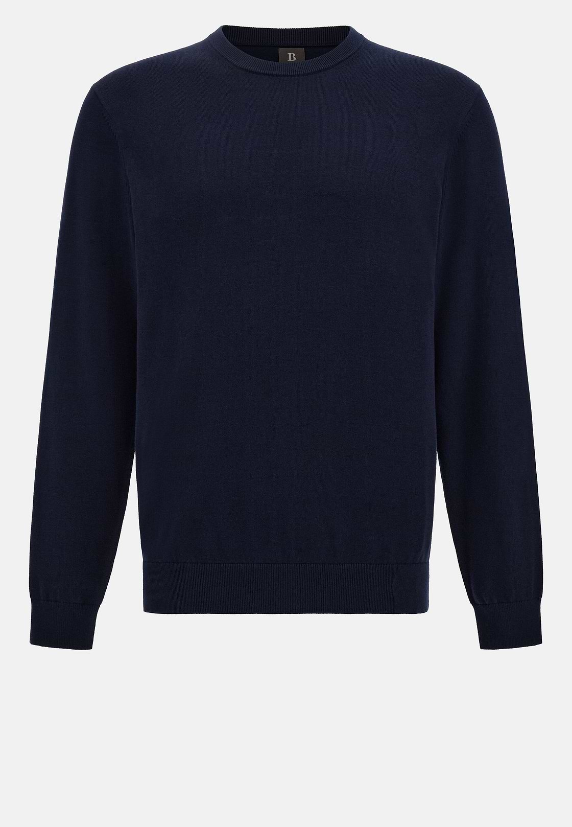 Cotton Crew Neck Jumper, Navy blue, hi-res