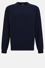 Cotton Crew Neck Jumper, Navy blue, hi-res