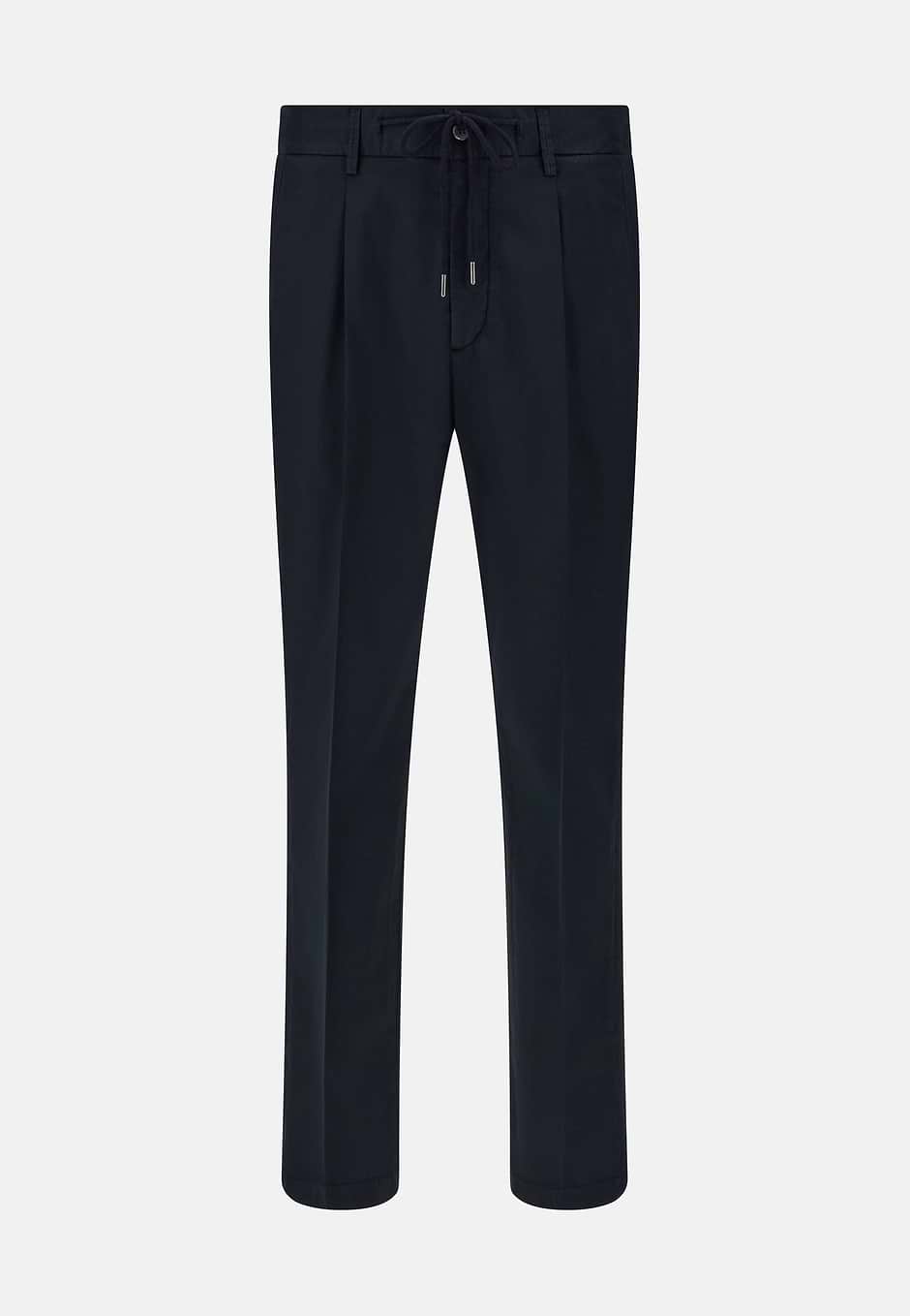Stretch Cotton Trousers, Navy blue, hi-res
