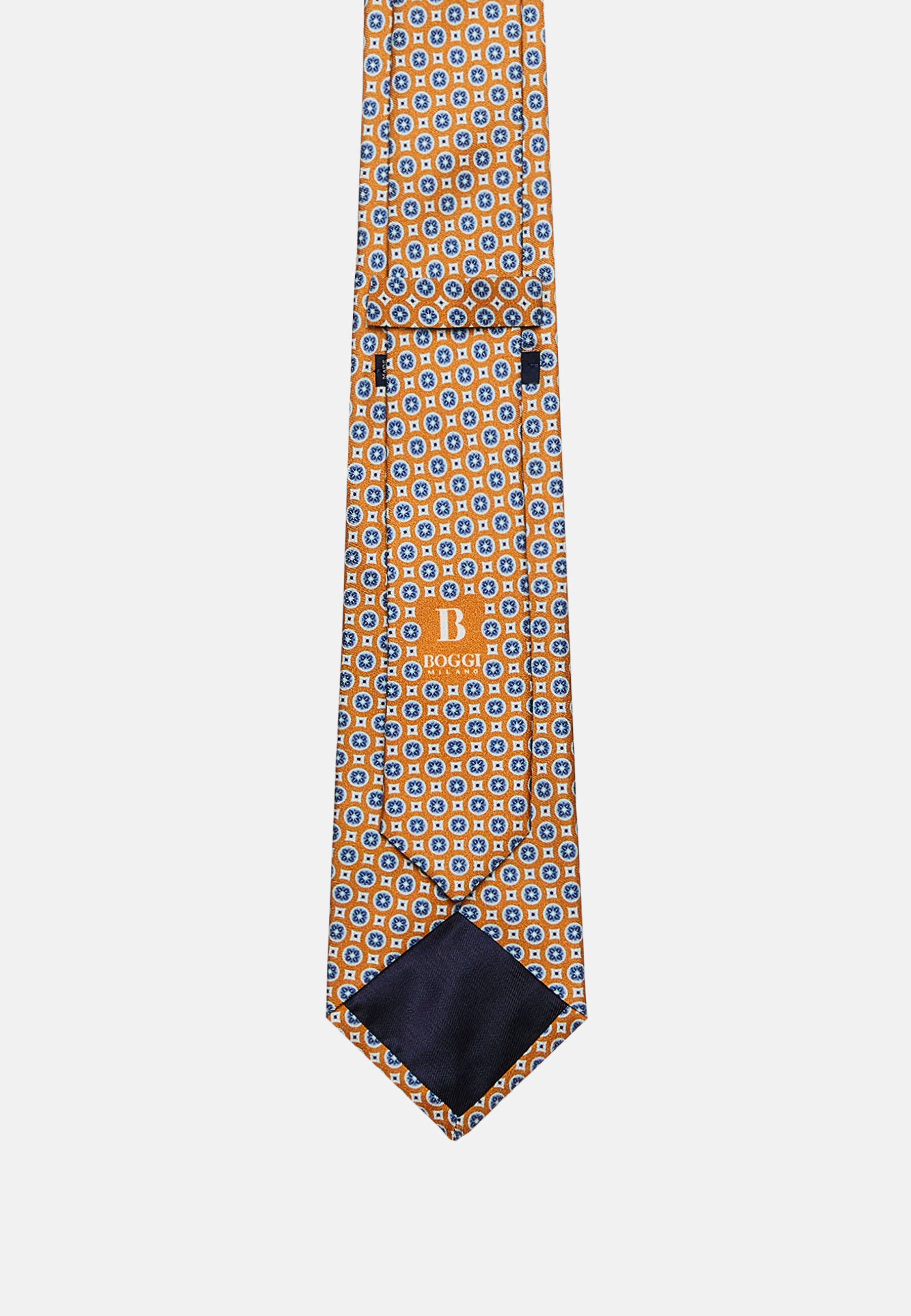 Silk Tie with Medallion Motifs, Orange, hi-res