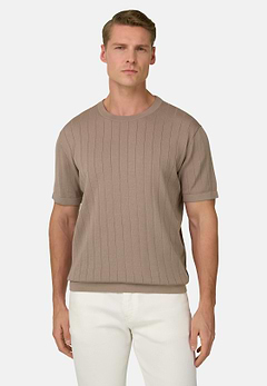 T-Shirt aus Baumwoll-Seiden-Strick