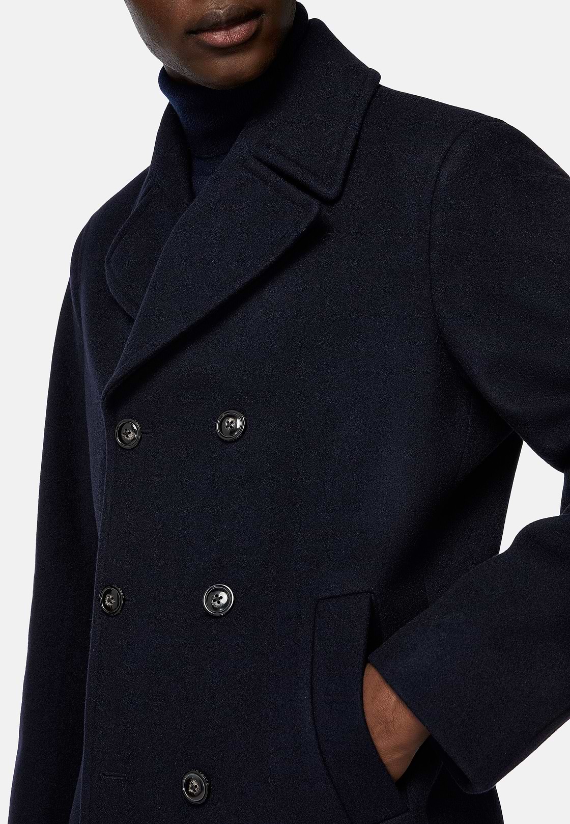 Peacoat In Wool, Navy blue, hi-res