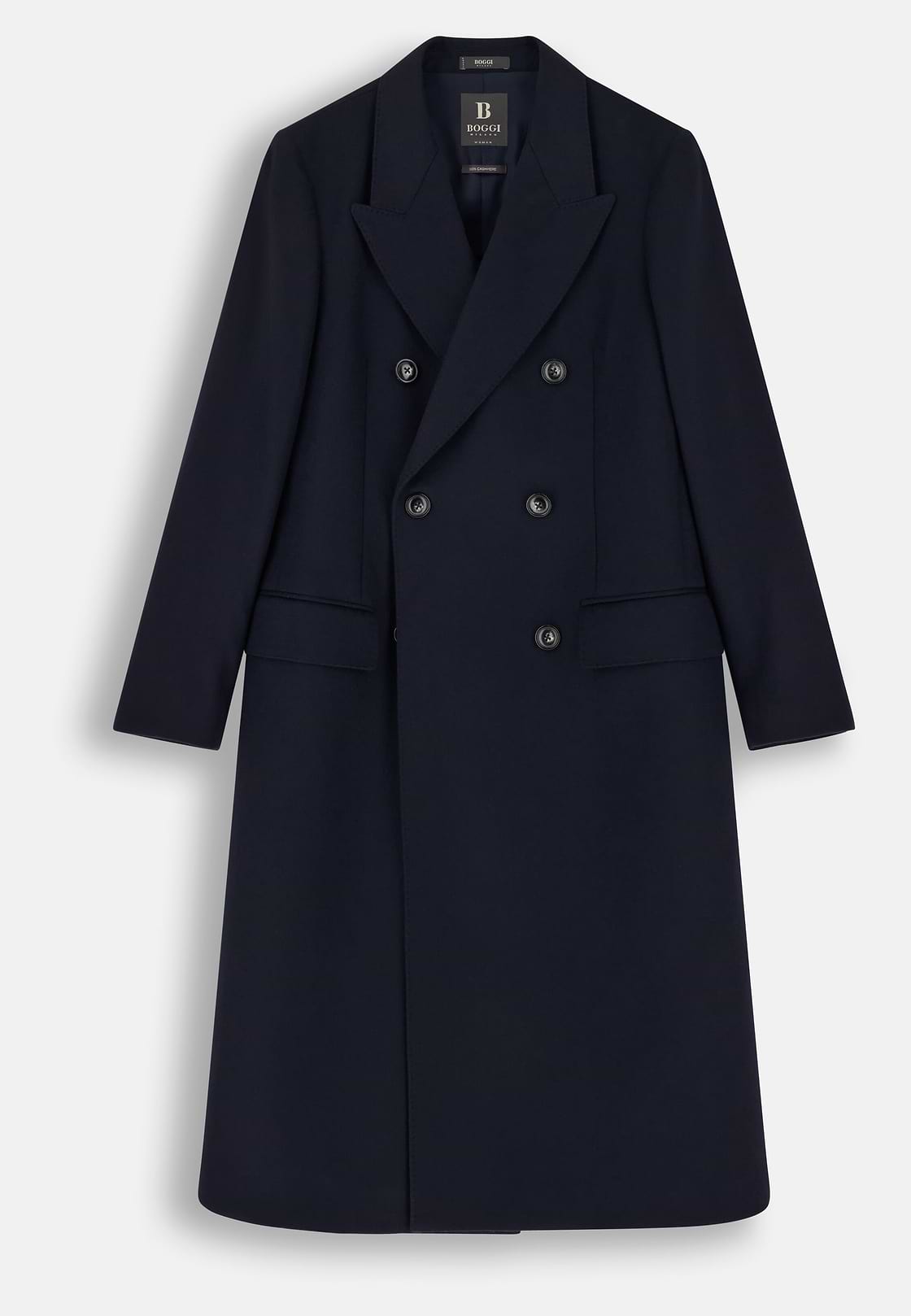 Coat in Pure Cashmere Double-Breasted, Navy blue, hi-res, 5