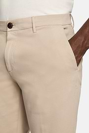 Stretch Cotton Trousers, Sand, hi-res