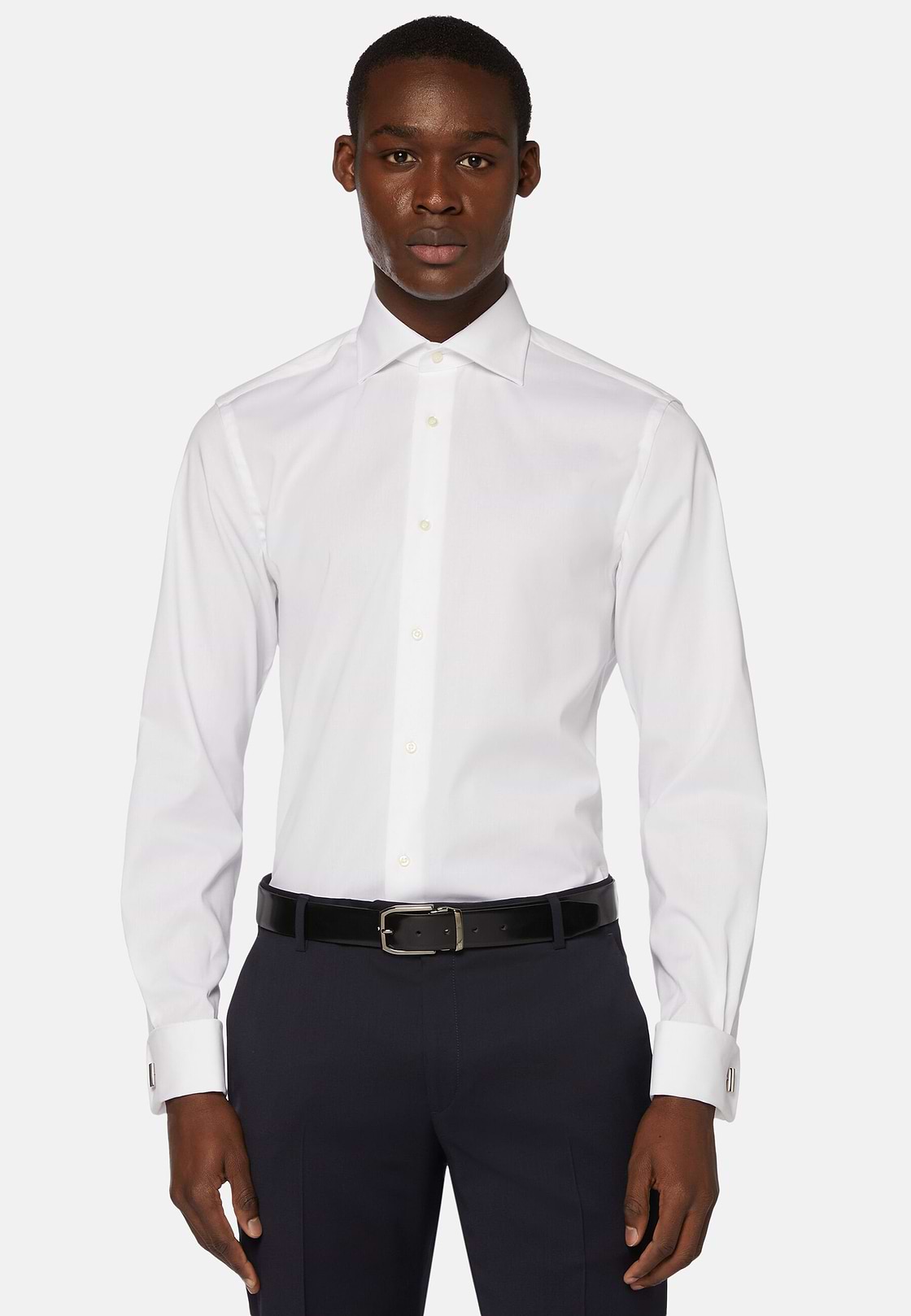 Stretch P.Point D.Cuff Windsor Collar Shirt Slim F, White, hi-res