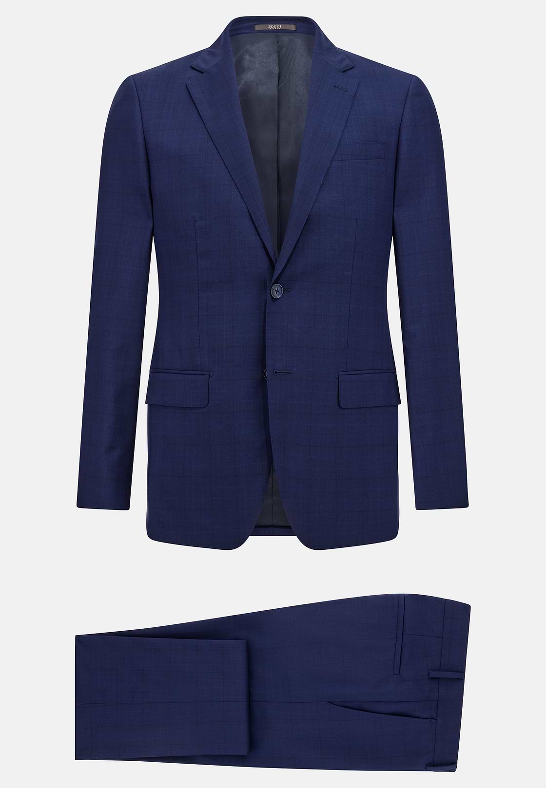 Prince of Wales Check Stretch Wool Suit, Blue, hi-res