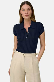 Polo Di Maglia In Cotone Seta, Navy, thumb, 1