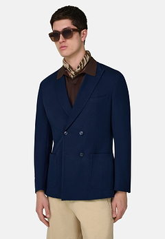 BROOKLYN | Micro Textured Double-Breasted Jacket in Pure Cotton