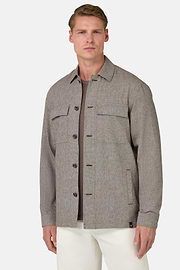 Cotton Linen Shirt Jacket, Brown, hi-res