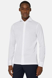 Camisa Estilo Polo De Piqué Hilo De Escocia Slim Fit, Blanco, hi-res