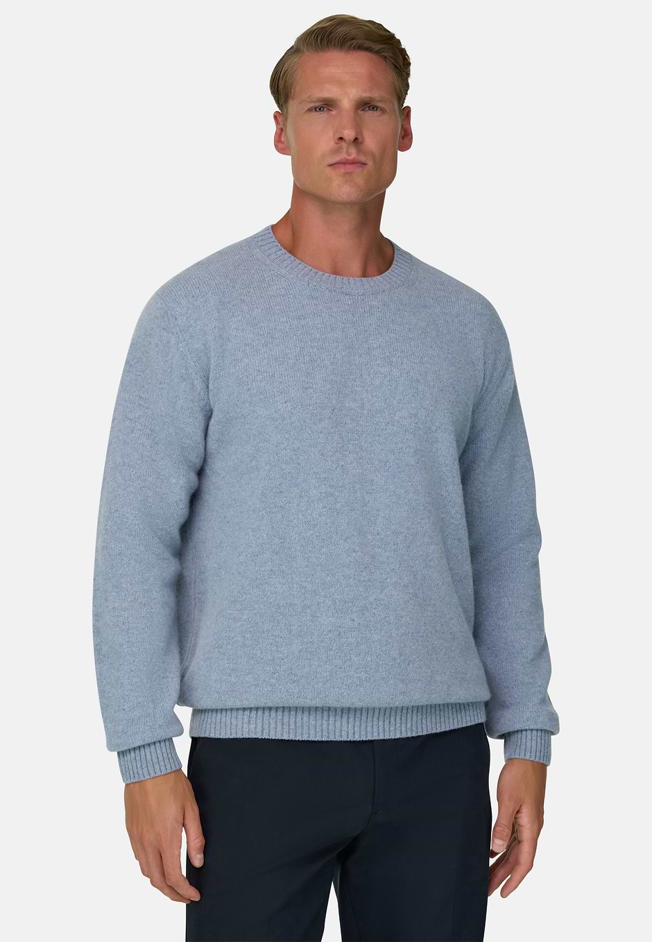 Ronde Hals in Gemengd Wol, Light Blue, hi-res