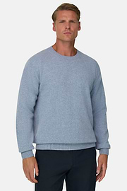 Crew Neck Jumper in Wool Blend, Light Blue, thumb, 1