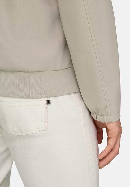 Wool Blend Bomber Jacket, Beige, hi-res