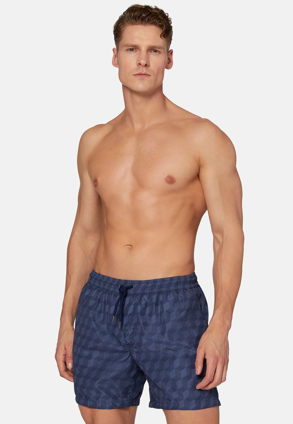 Three-Dimensional Pattern Print Swimsuit, Blue, hi-res