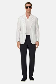 BREEZE | Super-Lightweight Pinstripe Jacket in Stretch Cotton, White, thumb, 2