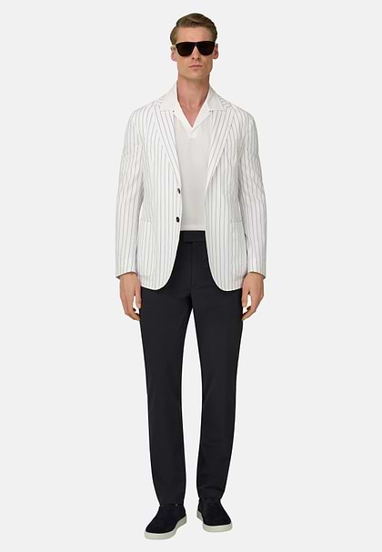 BREEZE | Super-Lightweight Pinstripe Jacket in Stretch Cotton, White, hi-res
