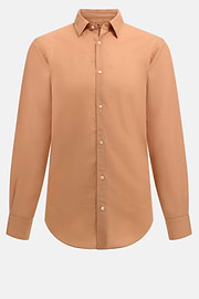 Camicia In Tencel Lino Regular Fit, Arancione, thumb, 6