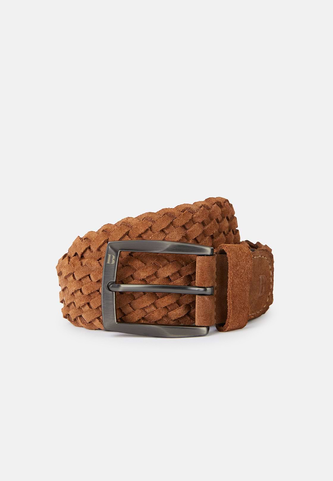 Woven Suede Belt, Light Brown, hi-res