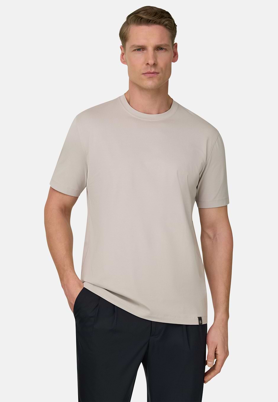T-shirt En Coton Supima Extensible, Sable, hi-res