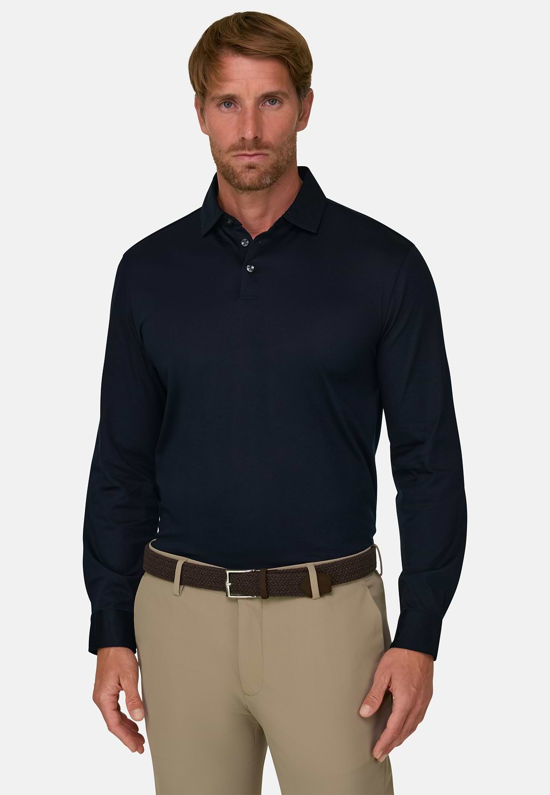 Ls Pima Cotton Polo, Navy blue, hi-res, 1