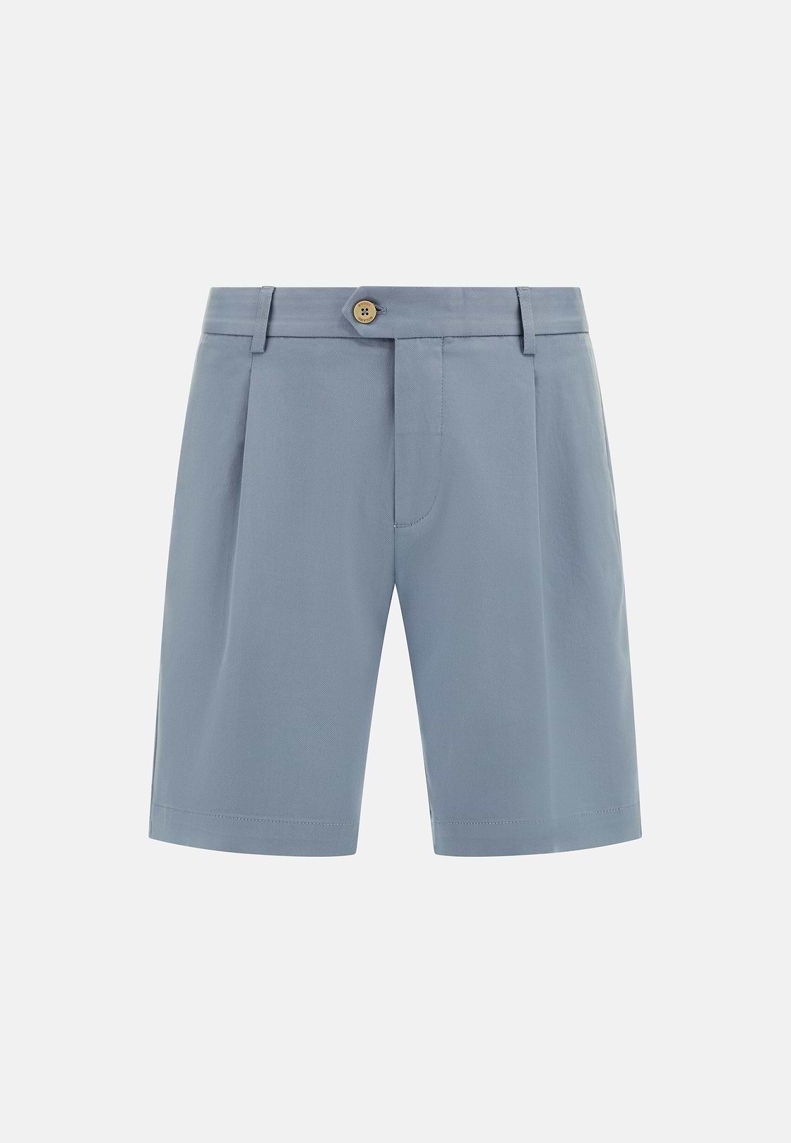 Stretch Cotton and Tencel Bermuda Shorts, Indigo, hi-res