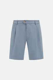 Stretch Cotton and Tencel Bermuda Shorts, Indigo, hi-res