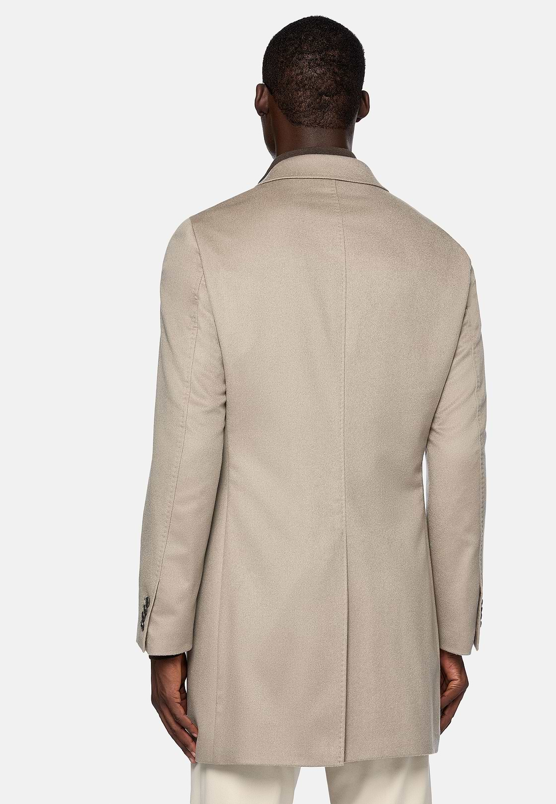 Double-Breasted Coat in Pure Cashmere., Beige, hi-res