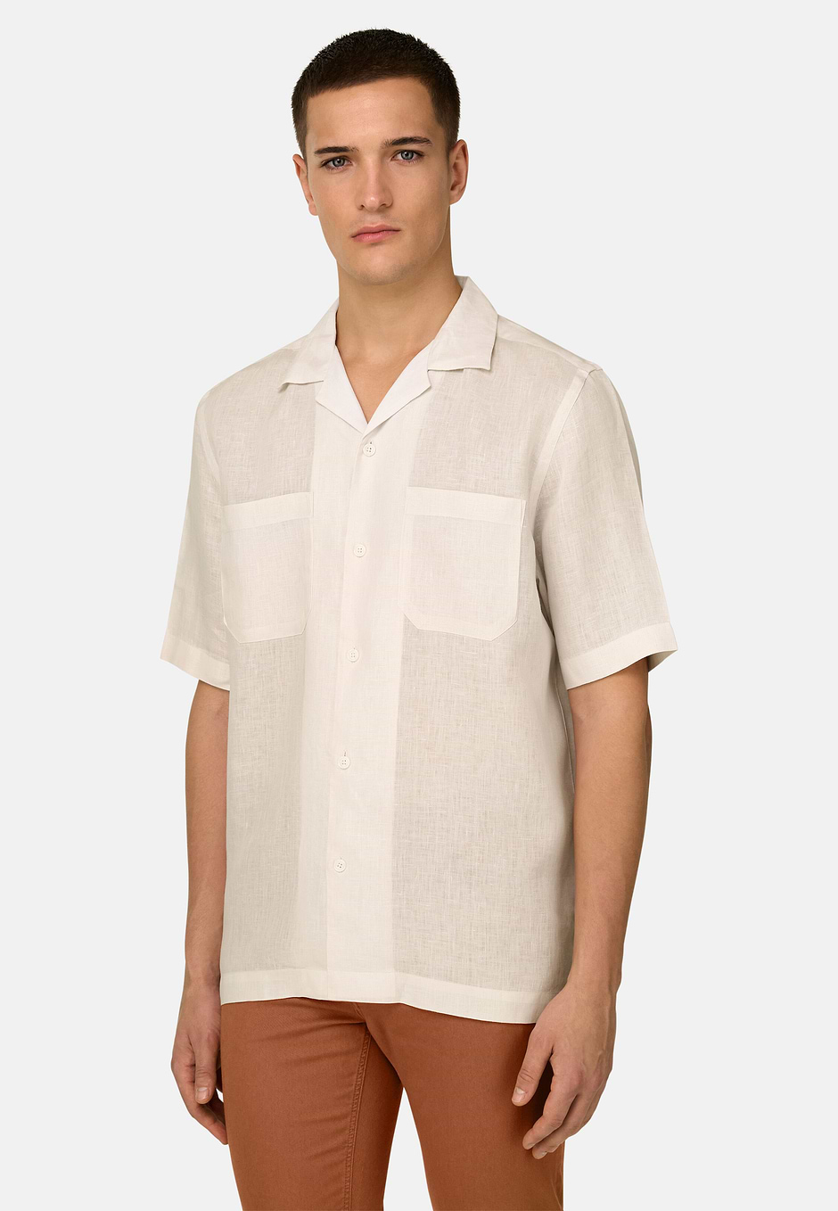 Regular Fit Linen Shirt, Pink, hi-res