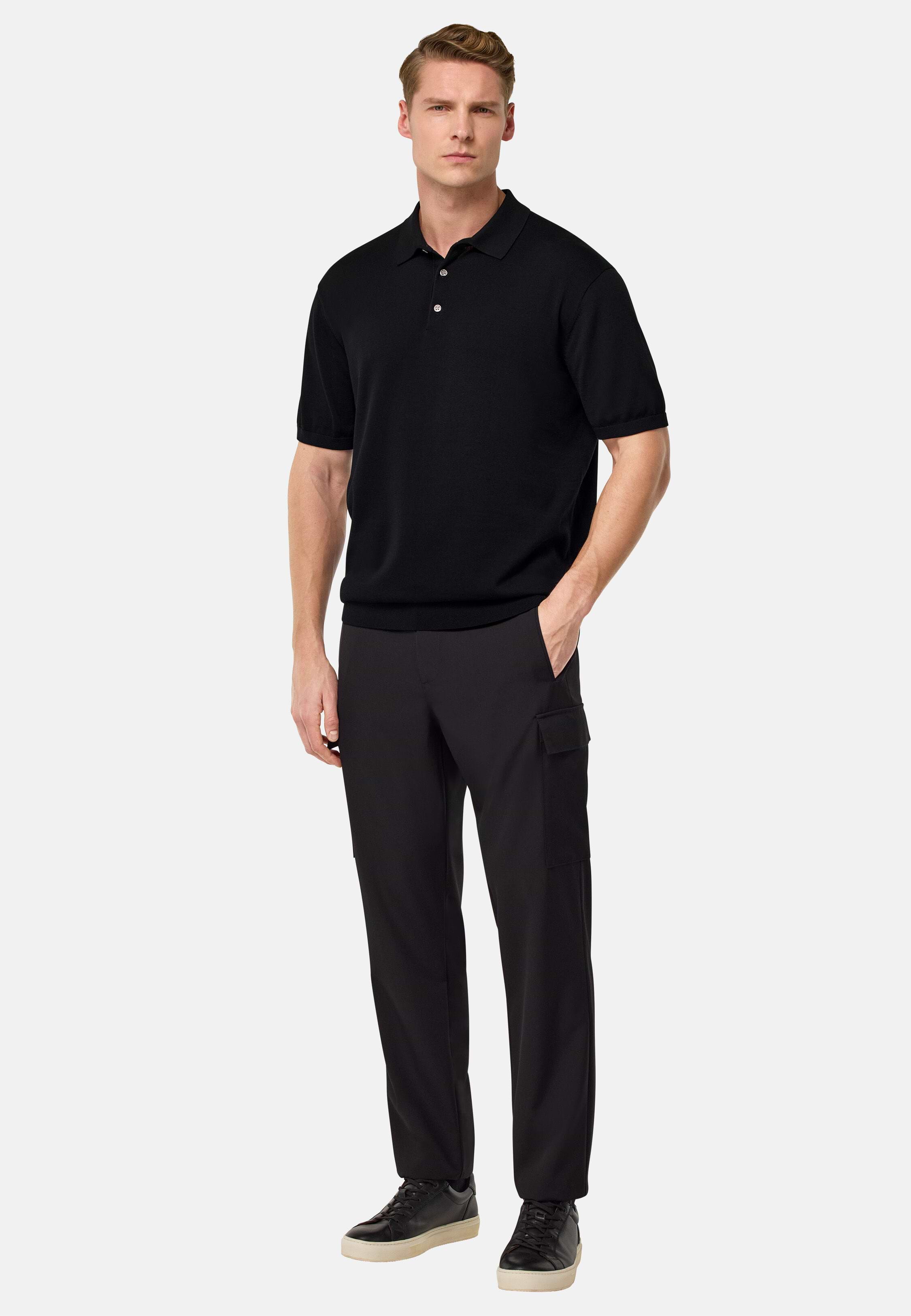 Cotton and Silk Knitted Polo Shirt | Boggi Cotton and Silk Knitted Polo Shirt | Boggi