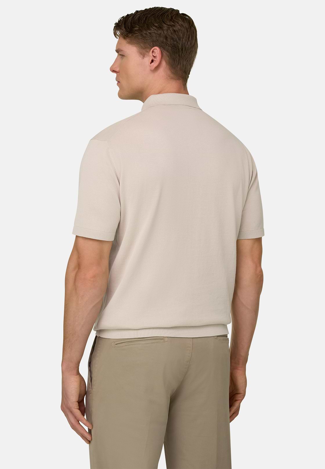 Poloshirt Aus Baumwollkrepp, Sand, hi-res, 3