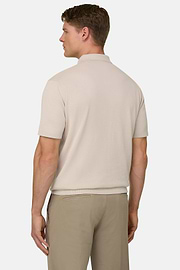 Poloshirt Aus Baumwollkrepp, Sand, thumb, 3