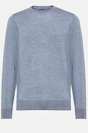 Sky Blue Merino Wool Crew Neck Jumper, Light Blue, hi-res