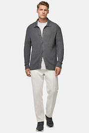 100% Organic Cotton Knitted Cardigan, Charcoal, hi-res
