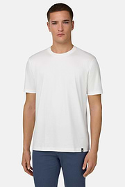 Koszulka z bawełny, poliestru i jedwabiu, White, thumb, 1