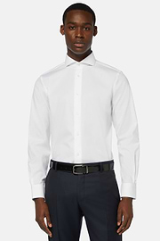 Stretch P.Point Napoli Collar Shirt Regular Fit, White, hi-res