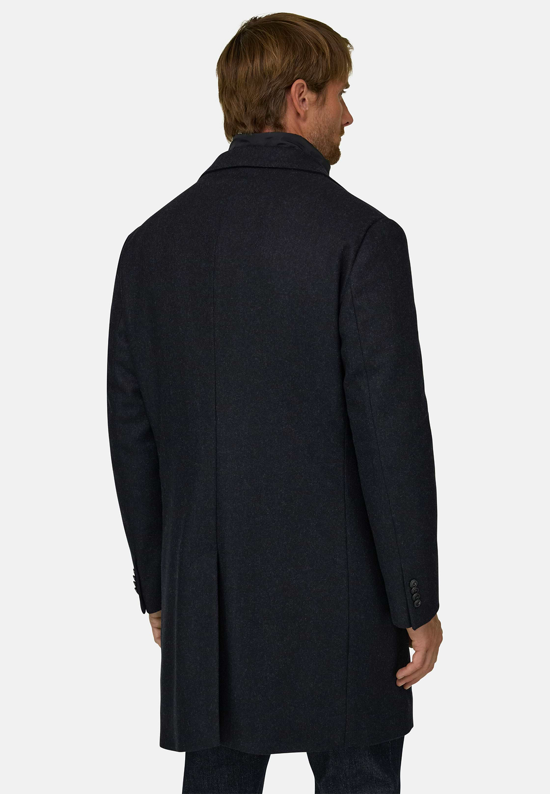 Coat in Wool with Bib, Navy blue, hi-res, 4