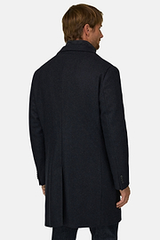 Coat in Wool with Bib, Navy blue, thumb, 4