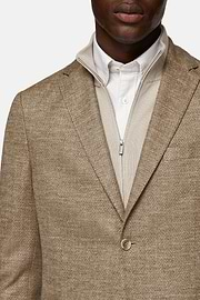 Veste Gris Tourterelle B Jersey En Laine Mélangée, Taupe, hi-res