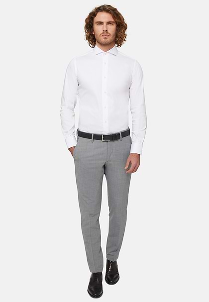 Camicia Bianca In Cotone Nylon Elasticizzato Slim Uomo Boggi Milano