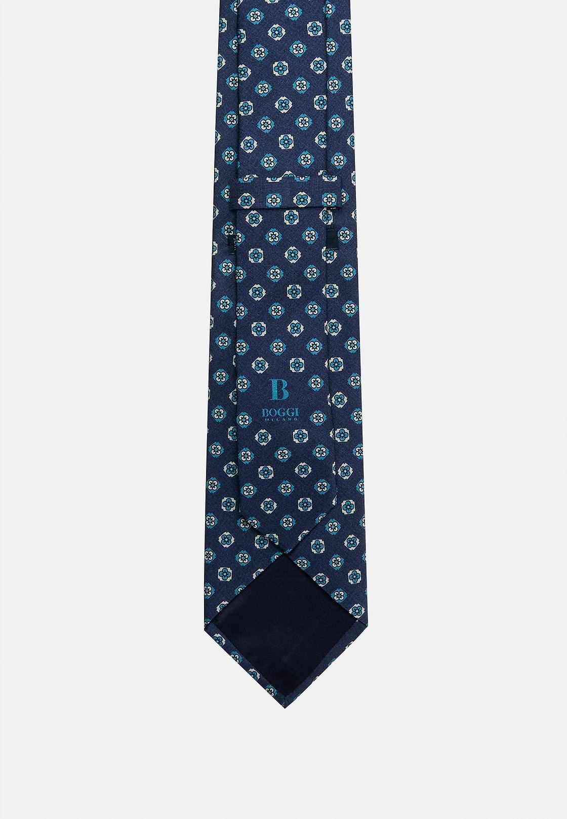 Floral Silk Tie, Navy blue, hi-res