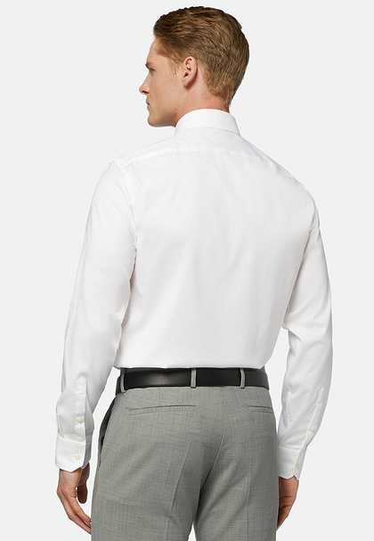 Camicia In Pin Point Di Cotone Slim Fit, Bianco, hi-res