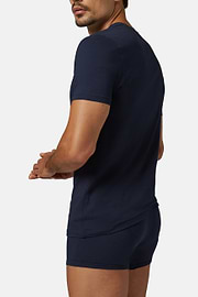 T-shirt Aus Elastischem Baumwolljersey, Navy blau, thumb, 3