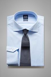 Camisa en algodón de rayas azules regular fit, , thumb, 1