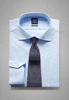 Camisa en algodón de rayas azules regular fit