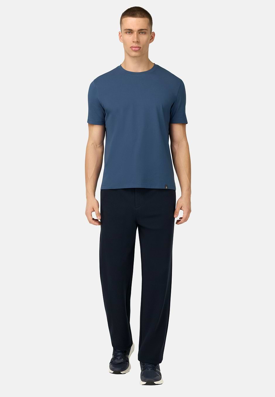 T-Shirt In Stretch Supima Cotton, Air-blue, hi-res